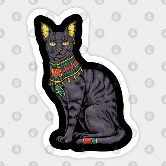 With ankh and hieroglyphics - Egyptian cat Sticker by Modern Medieval Design